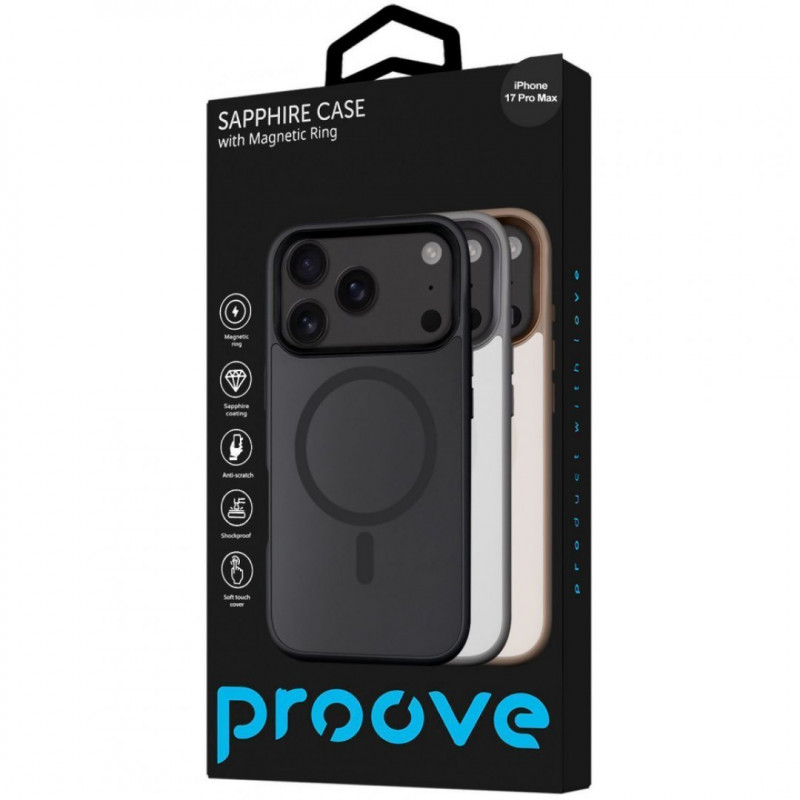 Чохол Proove Sapphire Case with Magnetic Ring для iPhone 17 Pro Max/18 Pro Max Black Titanium (PCSAIP18PM36)