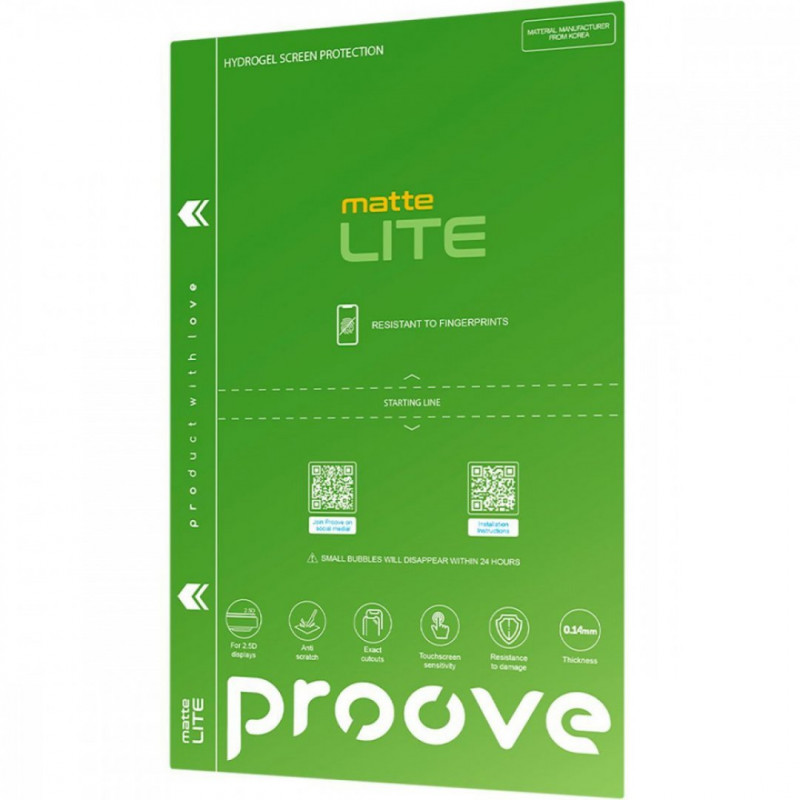 Защитная гидрогелевая плёнка Proove Hydrogel Screen Protection LITE Matte (GGLT21400150)
