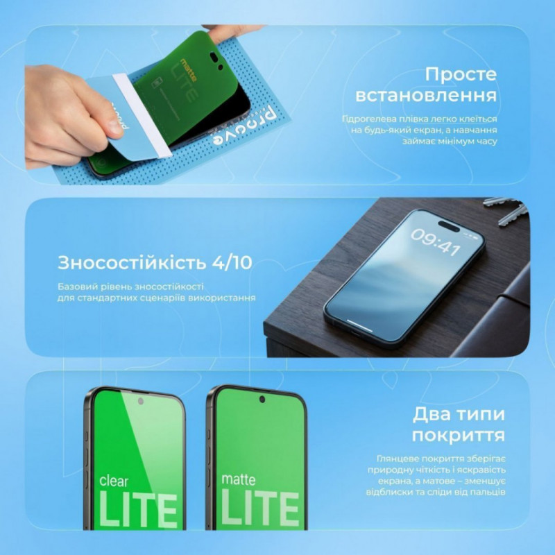 Защитная гидрогелевая плёнка Proove Hydrogel Screen Protection LITE Matte (GGLT21400150)