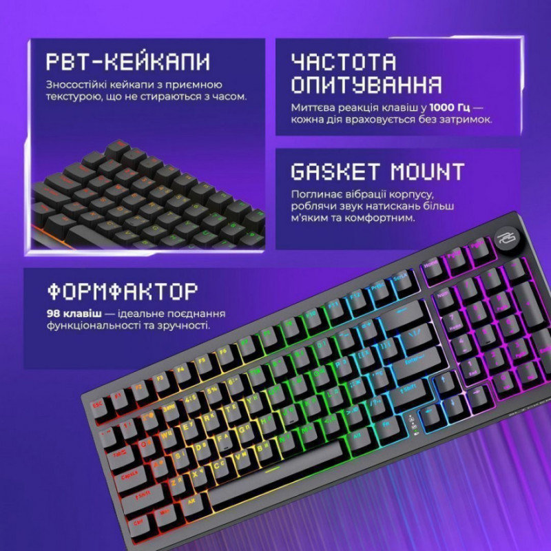 Беспроводная клавиатура Proove Gaming Slicker Pro (Ukraine Layout) White/Purple (WKSLP0022417)