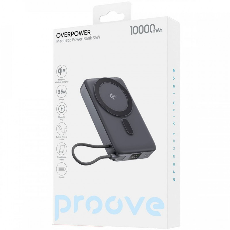 Внешний аккумулятор Proove OverPower 35W 10000mAh Qi2 Gray (PBOP35012105)