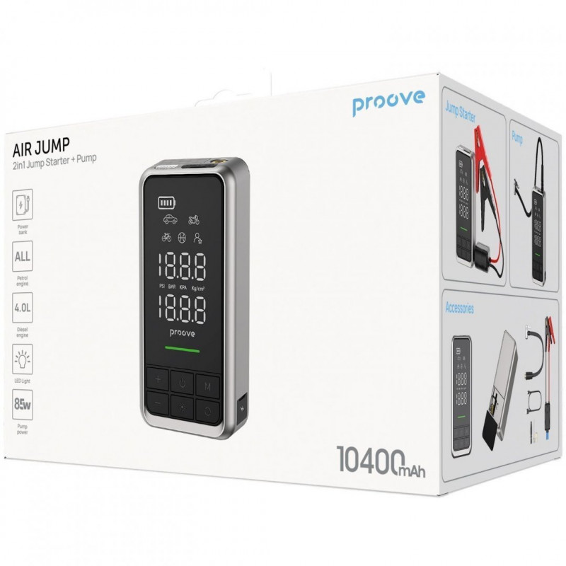 Пусковое устройство 2 в 1 + насос Proove Air Jump 10400mAh 1000A Gray (JSAP10400203)