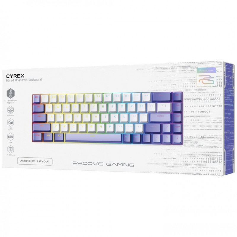 Проводная магнитная клавиатура Proove Gaming Cyrex (Ukraine Layout) White/Purple (MKCR00022417)