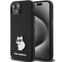 Чехол Karl Lagerfeld Silicone Choupette Metal Pin для iPhone 15 Pro Max Black (KLHCP15XSMHCNPK)