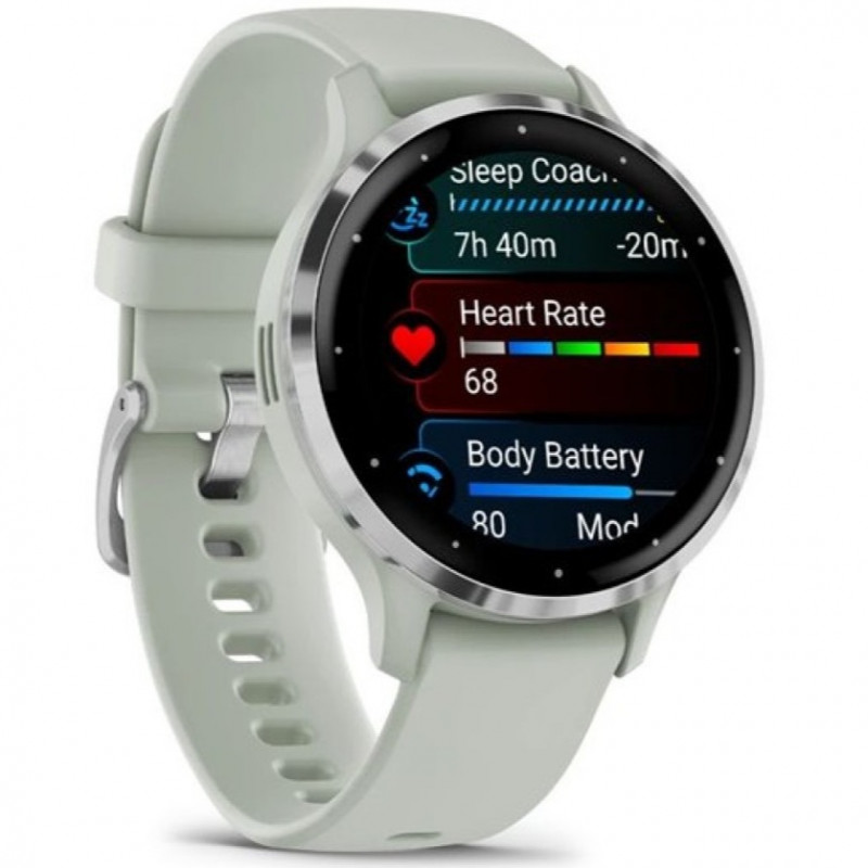 Смарт-часы Garmin Venu 3S Silver Stainless Steel Bezel with Sage Gray Case and Silicone Band (010-02785-01/51)