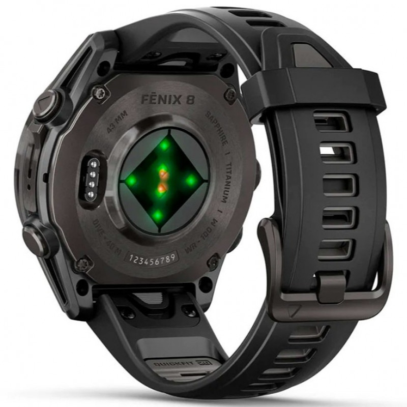 Смарт-часы Garmin Fenix 8 43mm AMOLED Sapphire Carbon Gray DLC Titanium Bezel with Black/Pebble Gray Silicone Band (010-02903-20/21/28)