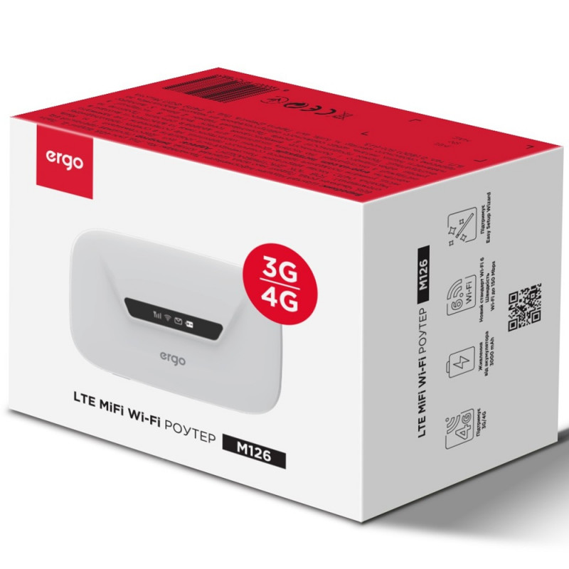 Мобільний роутер Ergo M126 Cat4 3G/4G + Wi-Fi 6 White