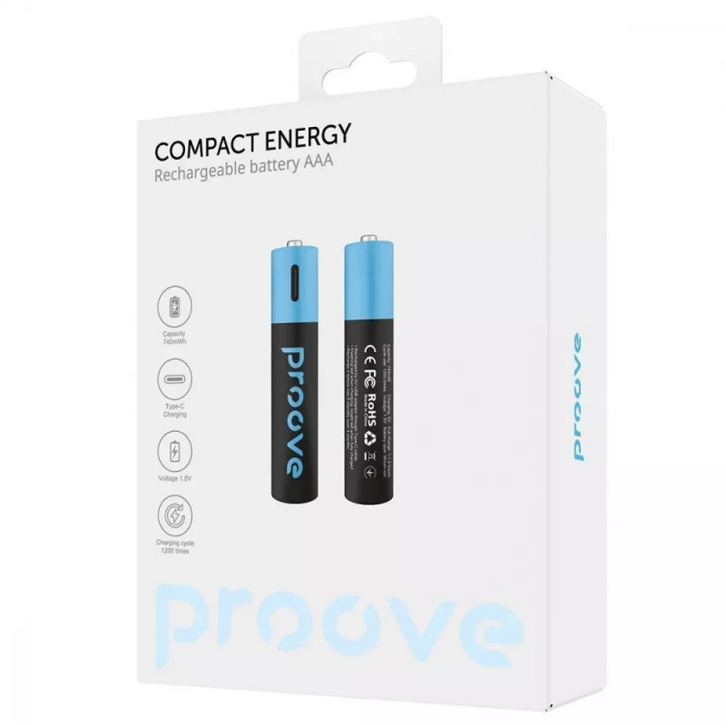 Аккумуляторные батарейки Proove Compact Energy AAA 2 pcs Black (RBCE75010008)
