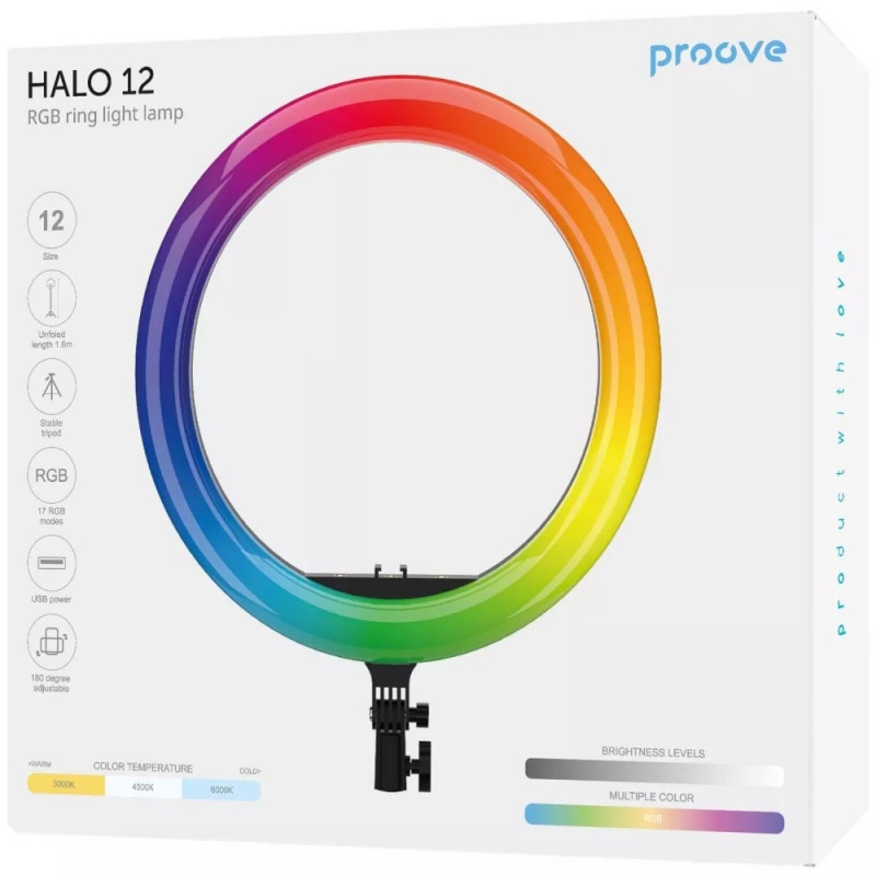 Кольцевая RGB лампа 12см Proove Halo White (PLRL12100401)