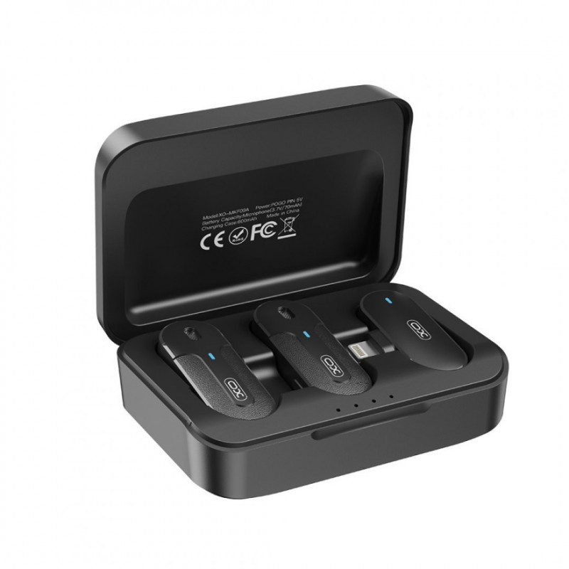 Петличний мікрофон бездротовий XO MKF09B Lightning 1 to 2 із зарядним кейсом