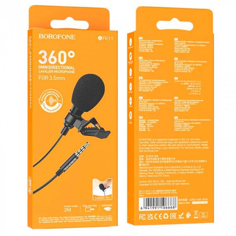 Петличний мікрофон Borofone BFK11 Elegant 3.5mm