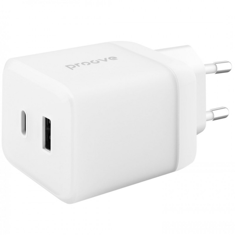 Мережевий зарядний пристрій Proove Pure GaN Plus 30W (Type-C + USB) White (WCPU30111202)