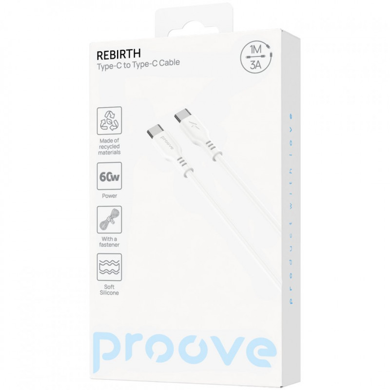 Кабель Proove Rebirth Type-C to Type-C 60W (1m) White (CCRE61002202)