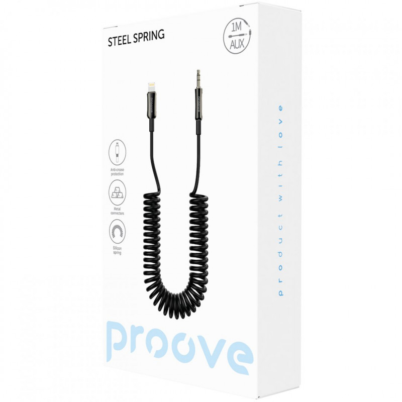Кабель AUX Proove Steel Spring Lightning to 3.5 (1m) Black (ACSS00005101)