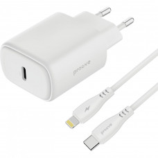 Мережевий зарядний пристрій Proove Silicone Power 2 20W (Type-C) + кабель Type-C to Lightning (1m) White (WCSP22010002)