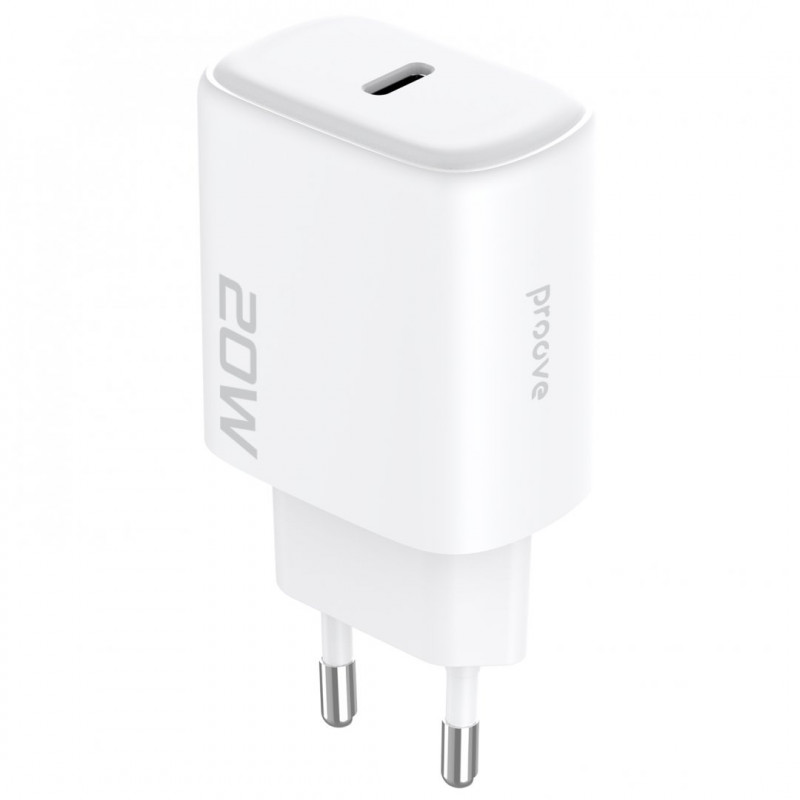Мережевий зарядний пристрій Proove Silicone Power 2 20W (Type-C) + кабель Type-C to Lightning (1m) White (WCSP22010002)