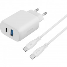 Мережевий зарядний пристрій Proove Silicone Power 2 30W (Type-C + USB) + кабель Type-C to Type-C (1m) White (WCSP23011002)