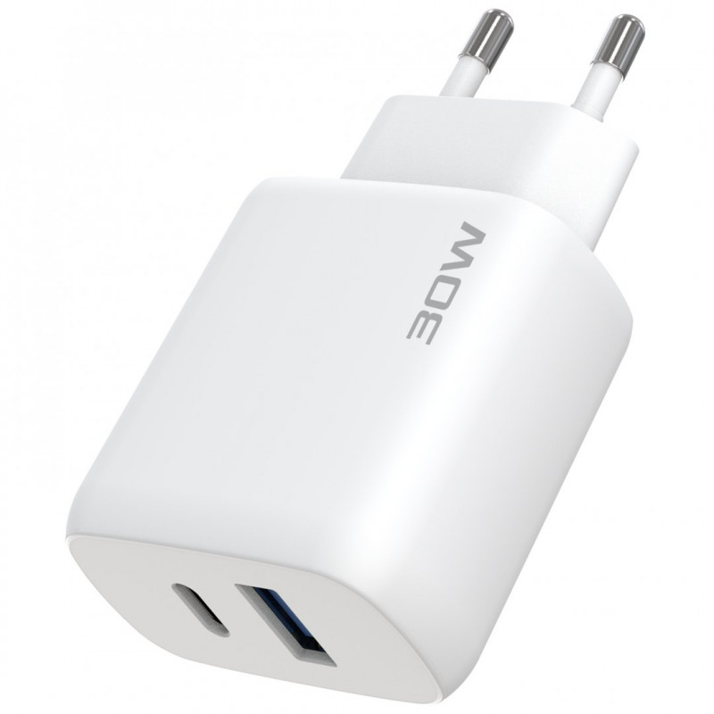 Мережевий зарядний пристрій Proove Silicone Power 2 30W (Type-C + USB) + кабель Type-C to Type-C (1m) White (WCSP23011002)