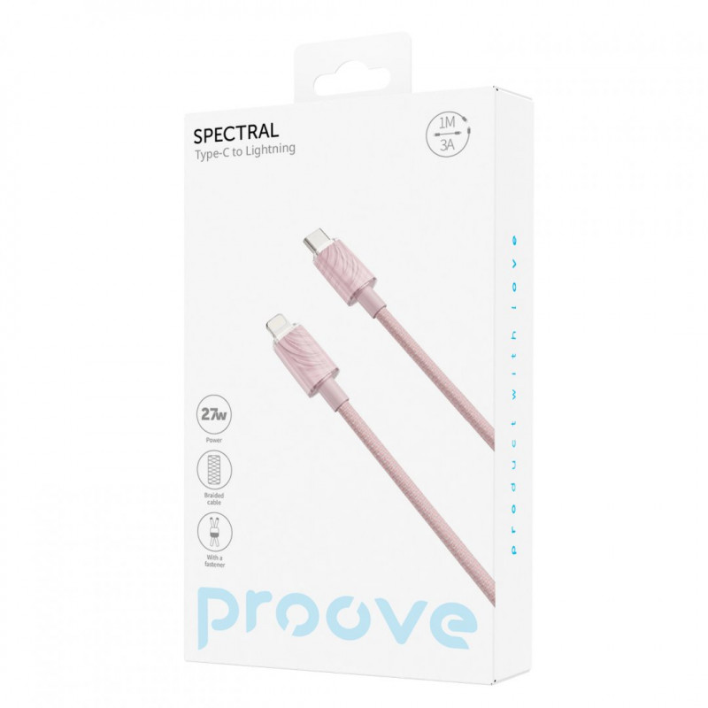 Кабель Proove Spectral Type-C to Lightning 27W (1m) Pink (CCSP27002115)