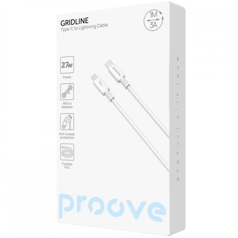 Кабель Proove GridLine Type-C to Lightning 27W (1m) White (CCGL27002102)
