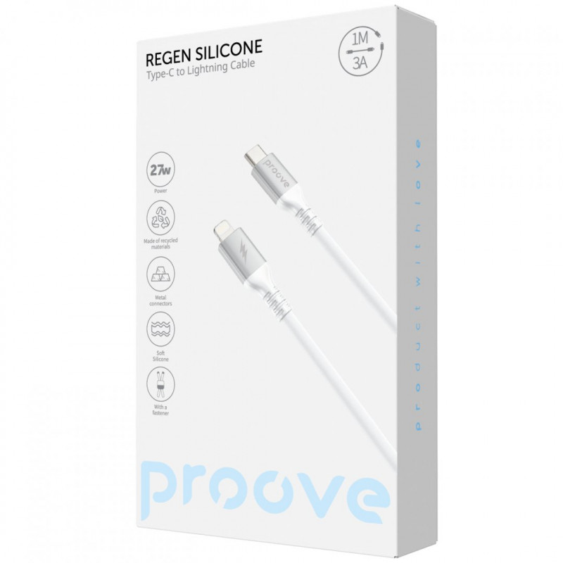 Кабель Proove ReGen Silicone Type-C to Lightning 27W (1m) White (CCRS60002102)
