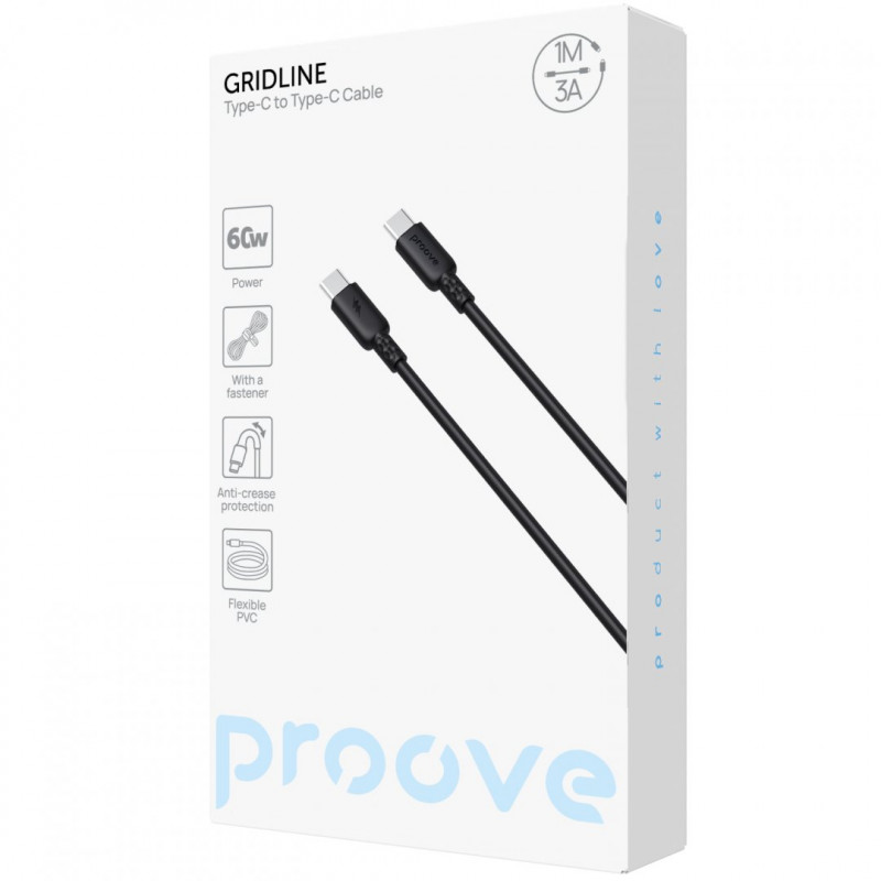Кабель Proove GridLine Type-C to Type-C 60W (1m) Black (CCGL60002201)