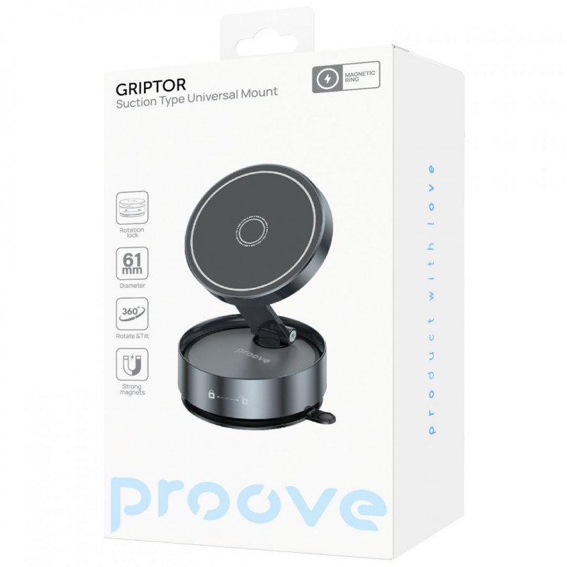 Автомобільний тримач Proove Griptor Suction Type Universal Mount Gray (CHGRP0000003)