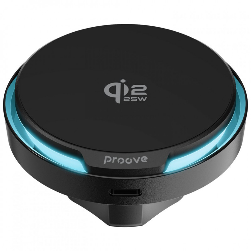 Автомобільний тримач з бездротовою зарядкою Proove Spark Qi2.2 25W Black (WHSQ25002001)