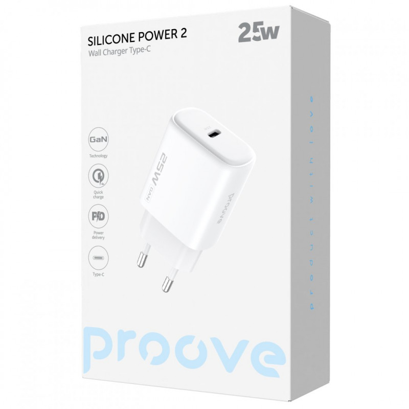 Мережевий зарядний пристрій Proove Silicone Power 2 25W Type-C White (WCSP25010002)