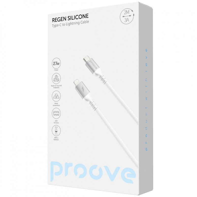 Кабель Proove ReGen Silicone Type-C to Lightning 27W (2m) White (CCRS60002122)