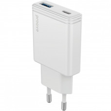 Мережевий зарядний пристрій Proove Slender 45W Type-C+USB White (WCSL45110002)