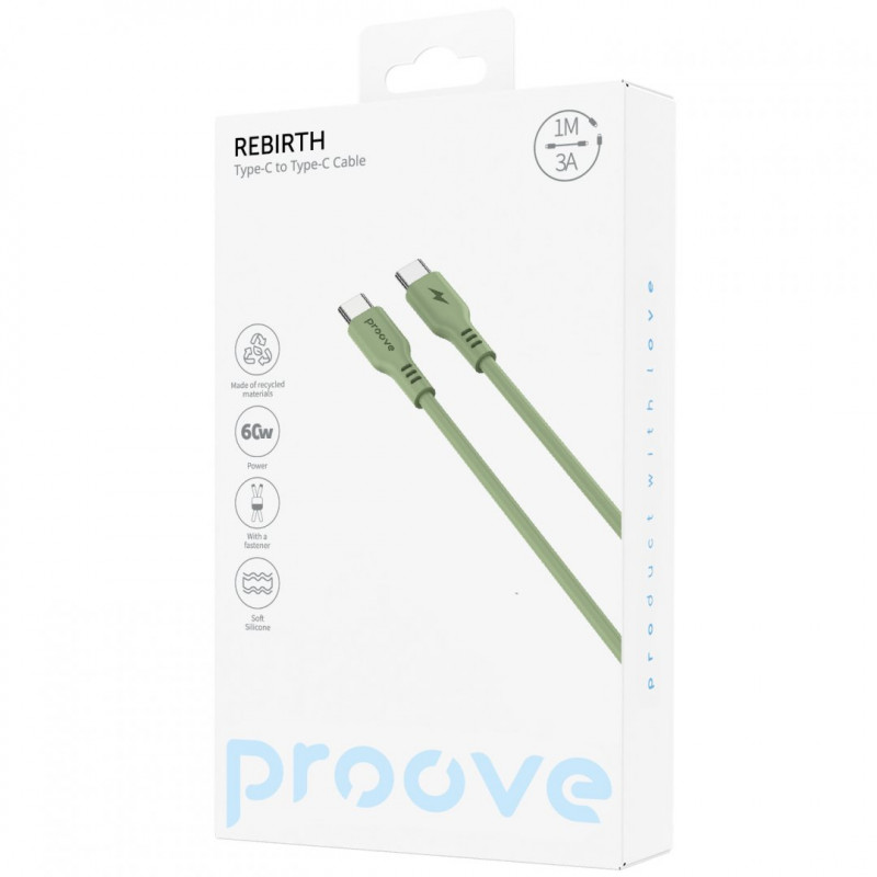 Кабель Proove Rebirth Type-C to Type-C 60W (1m) Green (CCRE60002211)