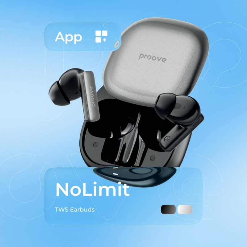 Бездротові навушники Proove NoLimit TWS with Hybrid ANC (APP) Black/Gray (TWNL0001AP13)