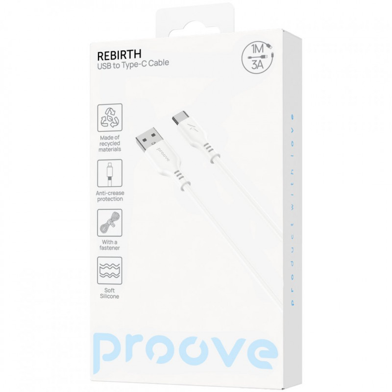 Кабель Proove Rebirth USB to Type-C 2.4A (1m) White (CCRE27001202)