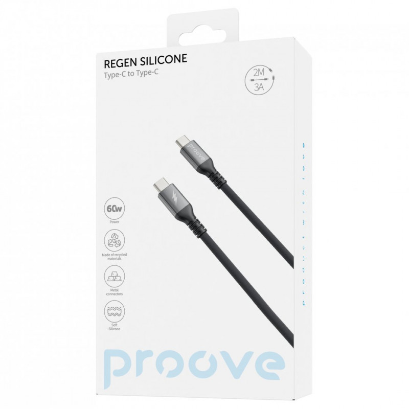 Кабель Proove ReGen Silicone Type-C to Type-C 60W (2m) Black (CCRS60002221)