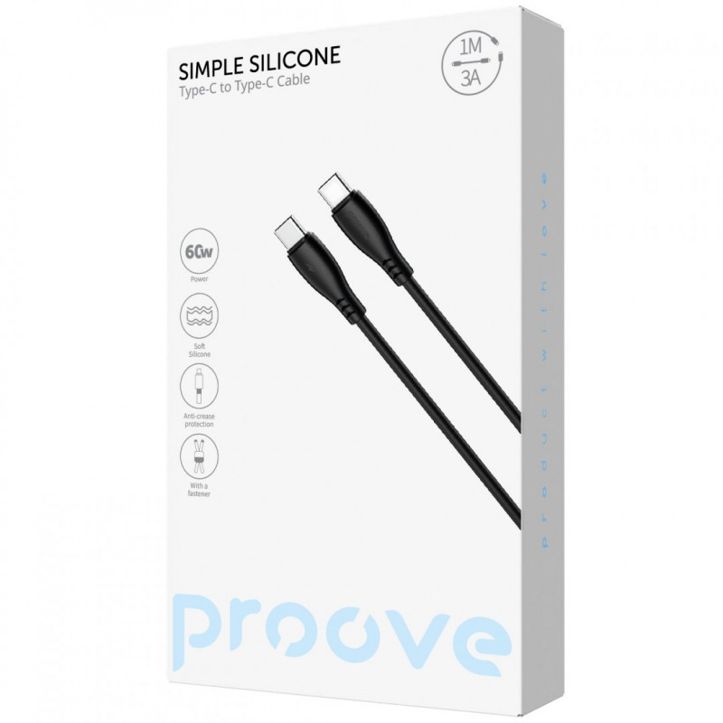 Кабель Proove Simple Silicone Type-C to Type-C 60W (1m) Black (CCSI60002201)