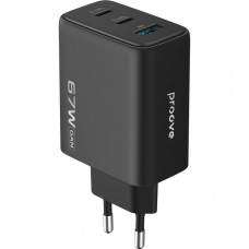 Мережевий зарядний пристрій Proove Silicone Power 2 67W (2 Type-C + USB) Black (WCSP26120001)