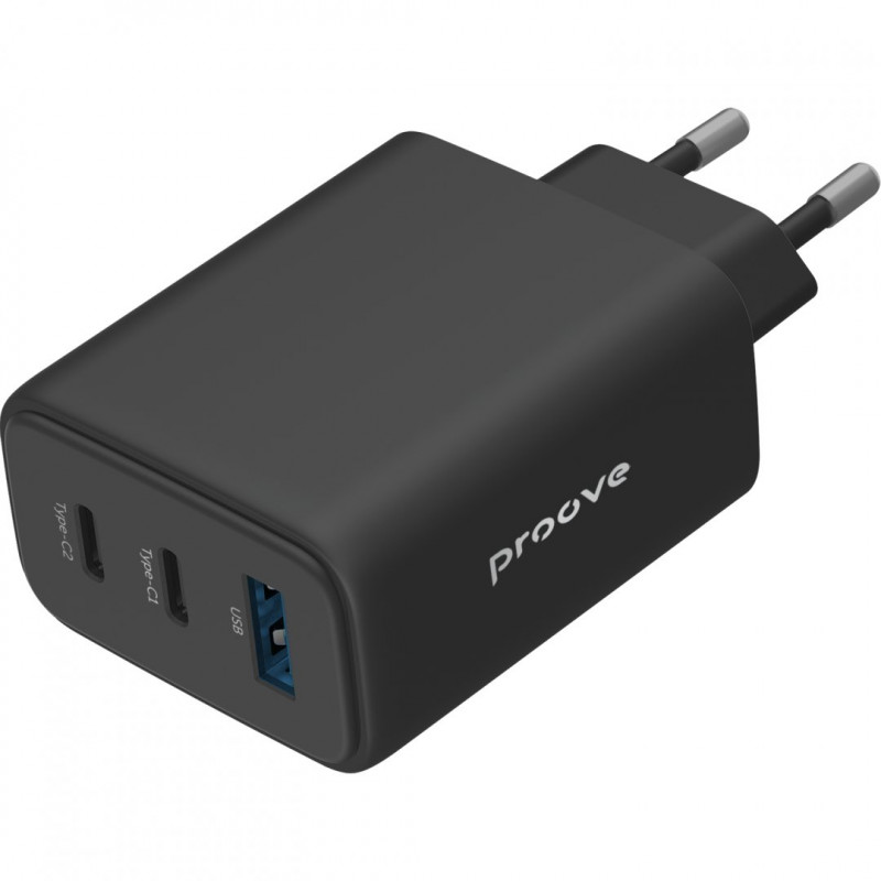 Мережевий зарядний пристрій Proove Silicone Power 2 67W (2 Type-C + USB) Black (WCSP26120001)