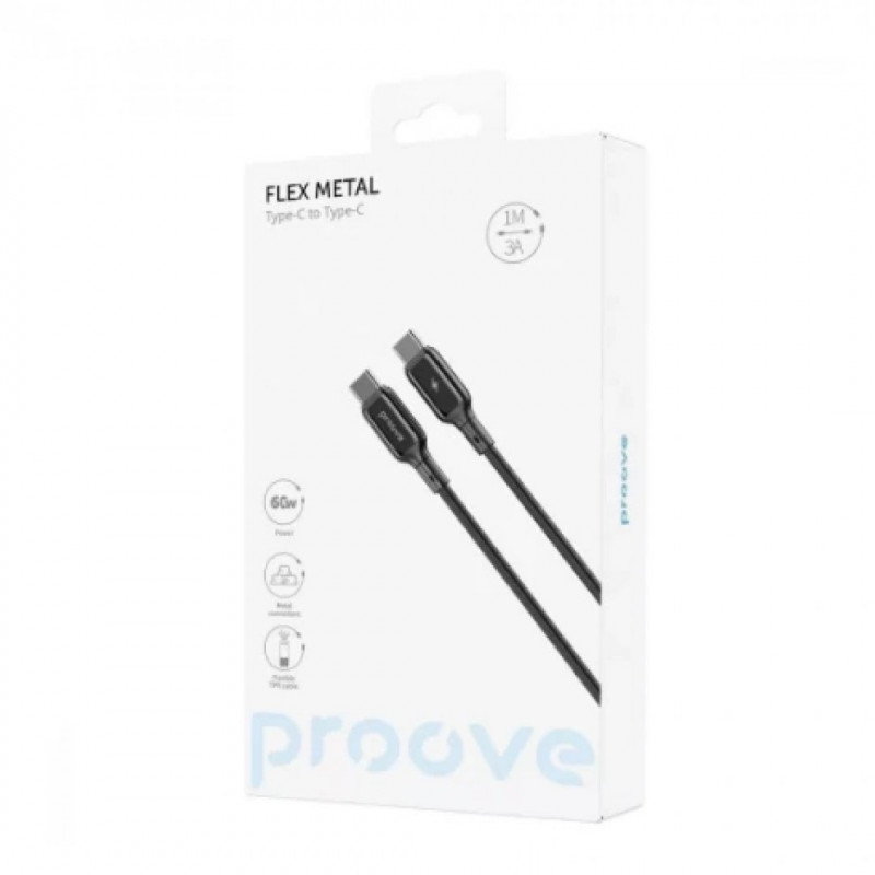 Кабель Proove Flex Metal Type-C to Type-C 60W (1m) Black (CCFM60002201)