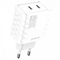 Сетевое зарядное устройство Proove Speed Surge GaN 35W Type-C + Type-C White (WCSS30020002)