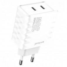 Мережевий зарядний пристрій Proove Speed Surge GaN 35W Type-C + Type-C White (WCSS30020002)