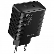 Мережевий зарядний пристрій Proove Speed Surge GaN 35W Type-C + Type-C Black (WCSS30020001)