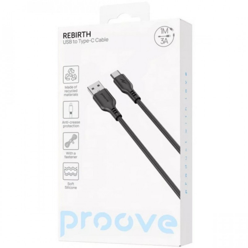 Кабель Proove Rebirth USB to Type-C 2.4A (1m) Black (CCRE60001201)