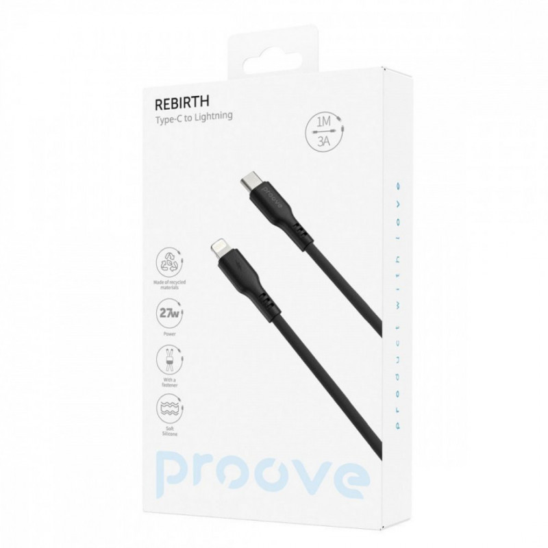 Кабель Proove Rebirth Type-C to Lightning 27W (1m) White/Black (CCRE60002102)