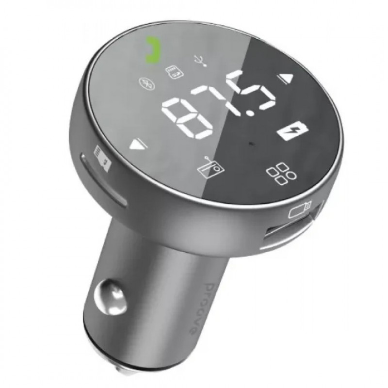 Автомобільний зарядний пристрій Proove FM Launcher Sound Sync 30W (PD+QC3.0) Type-C+USB (FMSS30110003)
