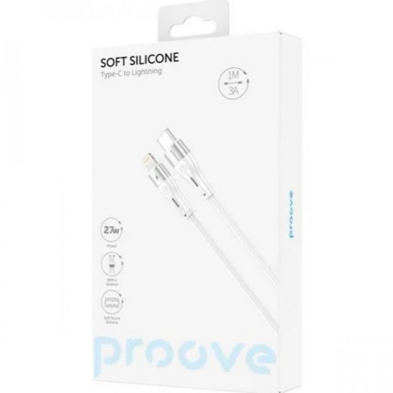Кабель Proove Soft Silicone Type-C to Lightning 27W (1m) White (CCSO27002102)