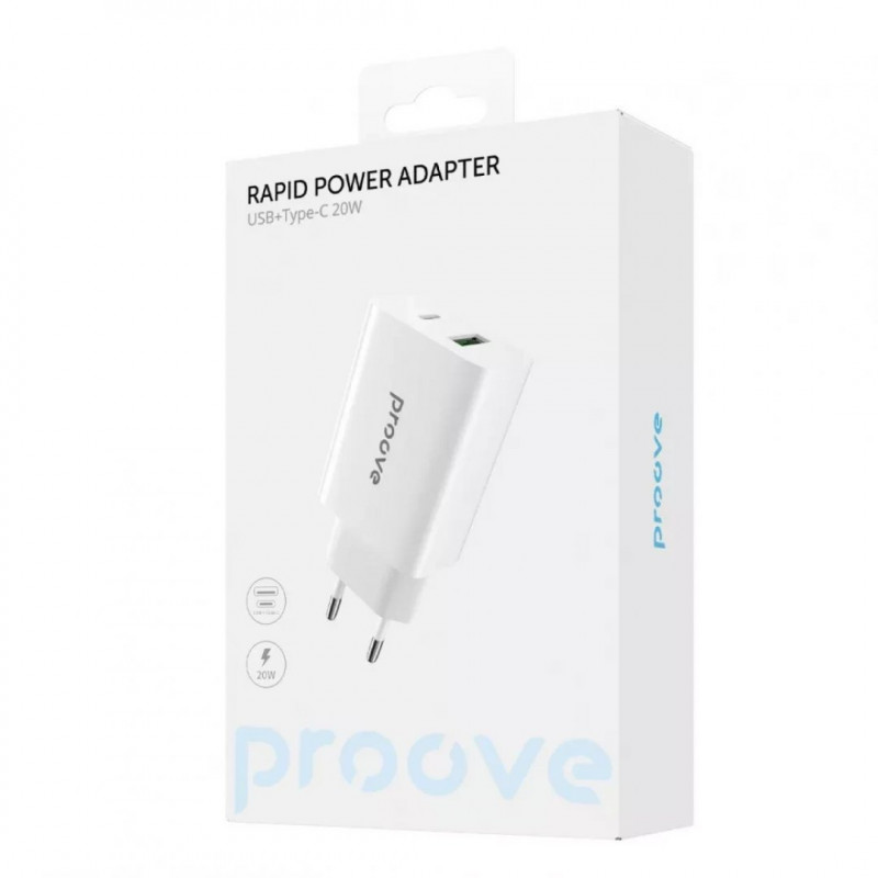 Мережевий зарядний пристрій Proove Rapid 20W Type-C+USB-C White (WCRP20110002)