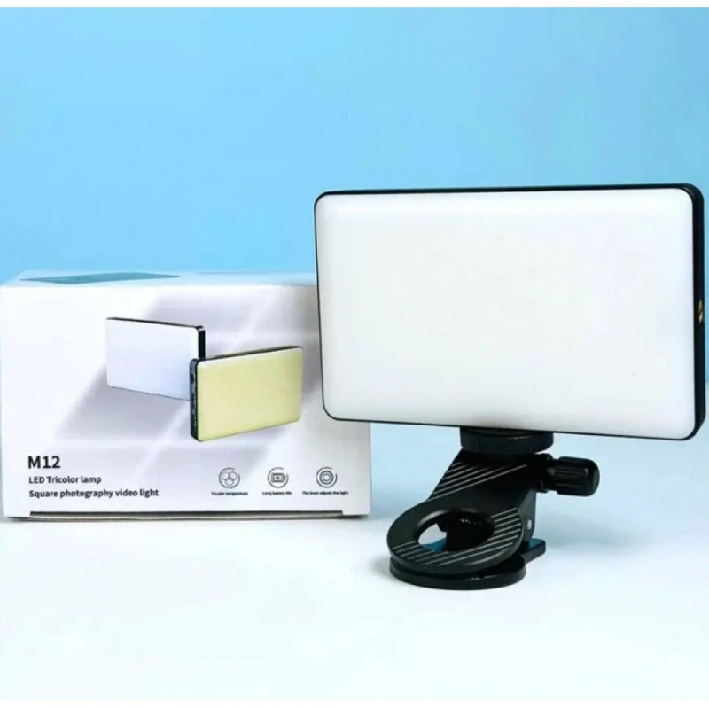 Портативне відеосвітло M12 2000mAh із затискачем