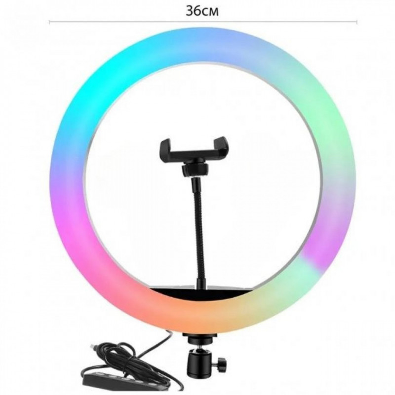 Кольцевая лампа RGB MJ36 Black 36см