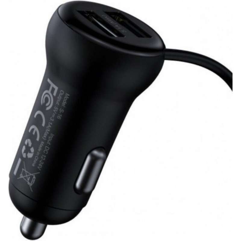 Автомобільний зарядний пристрій Baseus FM Launcher S-16 10W 2USB+AUX Black (CCMT000201)